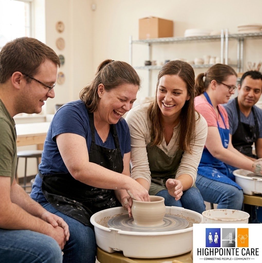 Highpointe Care community inclusion pottery wheel activity