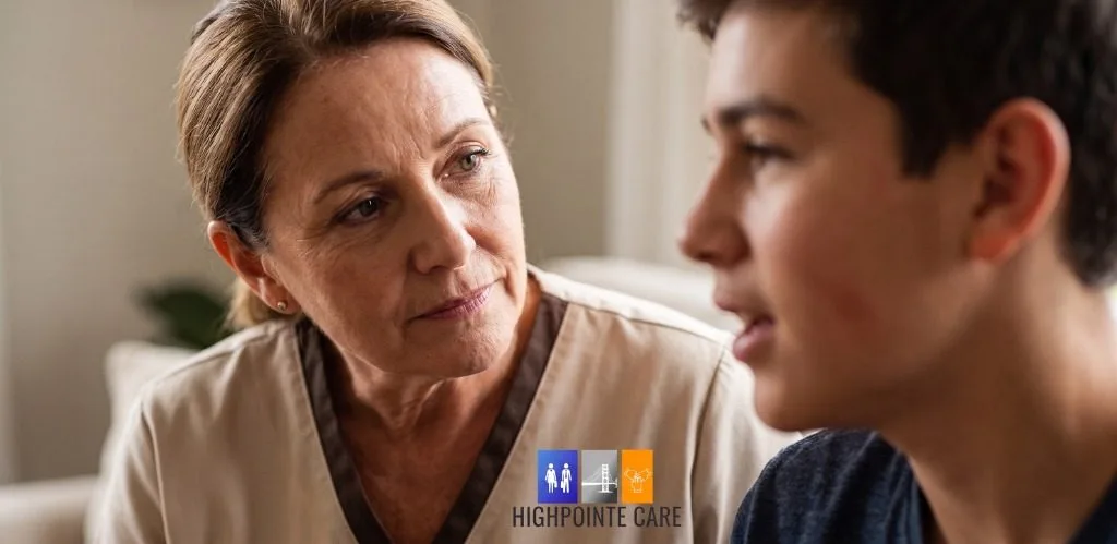 Caregiver providing compassionate 1-on-1 emotional support