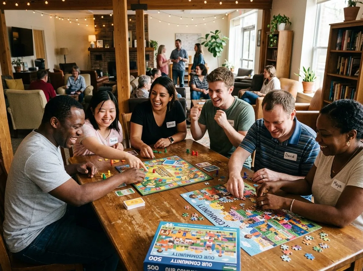 Group social wellness and collaborative puzzle activities